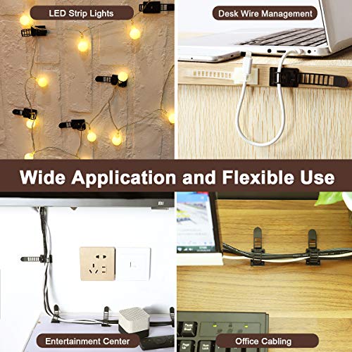 50Pcs Adhesive Cable Management Clips with 50Pcs Zip Ties, Adjustable Nylon Cable Strap Ties Wire Clips Clamps Organizer with Strong Adhesive Tape, Extra Screw & Hole - 3.35 Inch Black - color: Black, size: M-50pcs