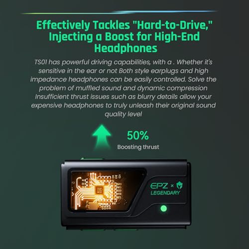 EPZ TS01 External USB-C Gaming Sound Enhancement Card Hi-Fi Grade DAC Chip Virtual 7.1 Surround Adaptive Dual 3.5mm Ports Built-in EQ Visualisation Compatible with PC Laptop PS5, PS4, Xbox, SWITCH2 - color: Black