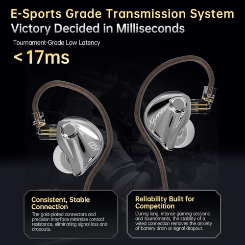 CCA Xyrra in-Ear Monitors, Wired Gaming Earbuds with 1DD+1BA Hybrid Drivers and Enhanced Sound Separation, Detachable IEM Headphones for Immersive Gaming & Studio Monitoring - style: no Mic