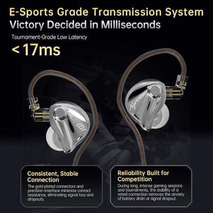 CCA Xyrra in-Ear Monitors, Wired Gaming Earbuds with 1DD+1BA Hybrid Drivers and Enhanced Sound Separation, Detachable IEM Headphones for Immersive Gaming & Studio Monitoring - style: no Mic
