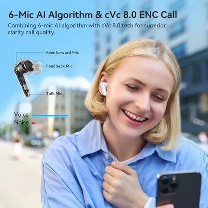 EarFun Air Pro 4 Adaptive Hybrid Noise Canceling Wireless Earbuds, 6 Mics | Qualcomm Snapdragon Sound, aptX Lossless, LDAC Hi-Res Audio, 52H Playtime, Bluetooth 5.4, In-Ear Detection, Glossy White - color: Glossy White