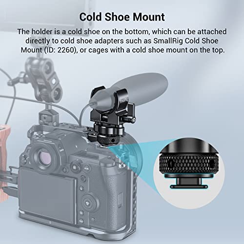 SmallRig Shotgun Microphone Holder (Cold Shoe), Built-in Soft Silicone, Bumps and Noises Absorption BSM2352