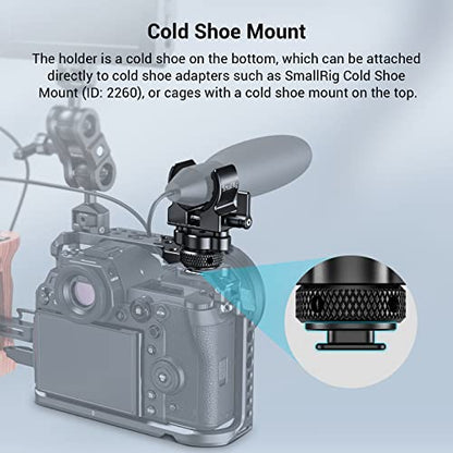SmallRig Shotgun Microphone Holder (Cold Shoe), Built-in Soft Silicone, Bumps and Noises Absorption BSM2352