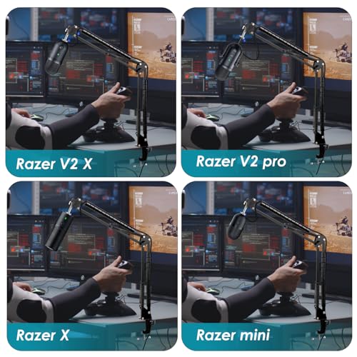 Mic Boom Arm for Razer Seiren V3 Mini Microphone - Adjustable Mic Arm Compatible with Razer Seiren V2 X, Seiren Mini and Seiren X, Mic Stand Great for Streaming, Gaming, Podcast by YOUSHARES - color: 01_Black Razer V2X