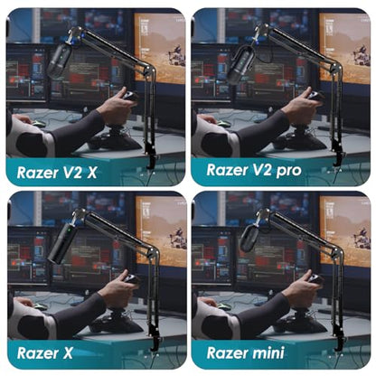 Mic Boom Arm for Razer Seiren V3 Mini Microphone - Adjustable Mic Arm Compatible with Razer Seiren V2 X, Seiren Mini and Seiren X, Mic Stand Great for Streaming, Gaming, Podcast by YOUSHARES - color: 01_Black Razer V2X