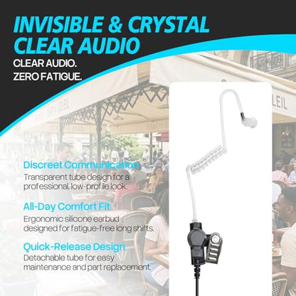 WODASEN SL300 TLK100 Acoustic Tube Earpiece with PTT Mic Walkie Talkie Headset for Motorola SL7550 SL7550e SL7580 SL7580e SL7590 SL7590e SL4000 SL3500 SL3500e SL2600 SL1K SL1M 2 Way Radio