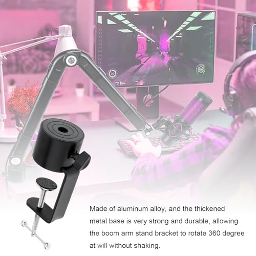 Microphone Stand Table Clamp for Microphone Suspension Boom Scissor Arm Stand Holer, 1/2" Thread Hole Cantilever Bracket Clamp Desk Lamp Clip Fittings Base DIY for Radio Studio Podcast (1)