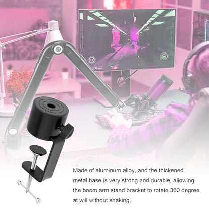 Microphone Stand Table Clamp for Microphone Suspension Boom Scissor Arm Stand Holer, 1/2" Thread Hole Cantilever Bracket Clamp Desk Lamp Clip Fittings Base DIY for Radio Studio Podcast (1)