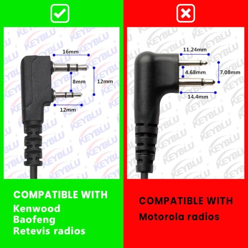 G Shape 2 Pin Walkie Talkie Earpiece Headset Compatible with Baofeng UV-5R Retevis H-777 RT21 RT22 Arcshell AR-5 Two Way Radio (2 Pack)