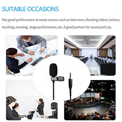 Pro Lavalier Microphone Lapel Microphone 3.5mm (1/8'') TRS Unidirectional Condenser Mic for PC Camera Voice Amplifier Wireless Transmitter, Ideal for Lectures, Podcasts - size: Standard 3.5mm TRS Plug for Various Devices