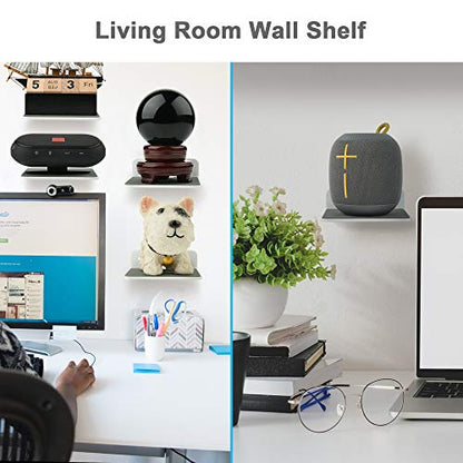 Wall Shelf Speaker Mount, Small Wall Shelf for Speaker, Webcam, Cell Phones, Acrylic Floating Shelf (White) - color: White
