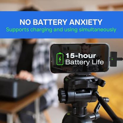 Wireless Lavalier Microphone Noise Cancelling for Android iPhone 15H Battery Life with Charging Case Lapel Micphone Wireless for Video Recording Podcast - size: USB-C&lightning