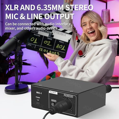 MIC-1 Microphone Preamp with 2 Inputs, Max 75dB Gain, 48V Phantom Power, Ultra-Clean Gain for Dynamic and Condenser Mics