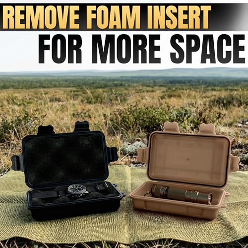 2 Pcs Small Waterproof Box Set, 4.92 x 2.95 x 1.53", (Black & Khaki) - color: Black & Khaki