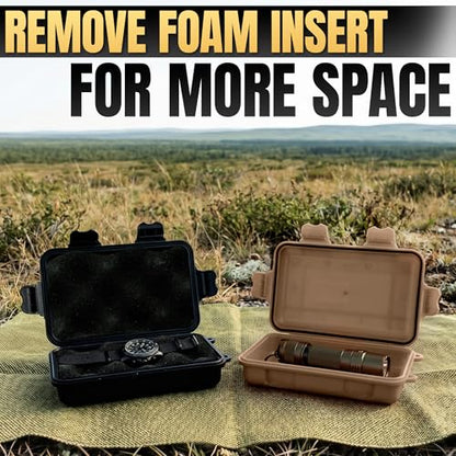 2 Pcs Small Waterproof Box Set, 4.92 x 2.95 x 1.53", (Black & Khaki) - color: Black & Khaki