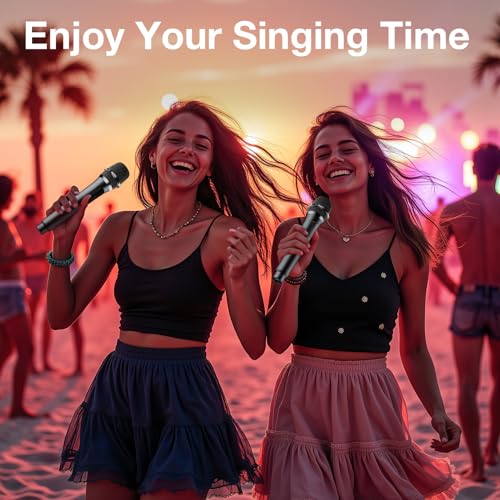 Wireless Microphone,Professional Dual Handheld Cordless Dynamic Mic System with Rechargeable Receiver,Karaoke Microphone Set for Singing, Karaoke, Wedding, DJ, Party, Speech,Church,Class Use,PA System