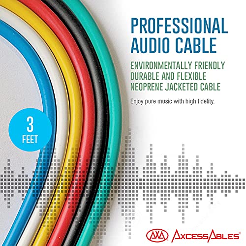 AxcessAbles 1/8 inch (3.5mm) TS to 1/8 inch (3.5mm) TS Unbalanced Mono Patch Cables | Modular Synth Cables | TS Aux Cords| Eurorack Audio Cables | 3.5mm TS Aux Cords 6 Pack (3ft) - size: 3ft
