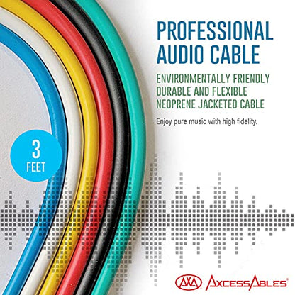 AxcessAbles 1/8 inch (3.5mm) TS to 1/8 inch (3.5mm) TS Unbalanced Mono Patch Cables | Modular Synth Cables | TS Aux Cords| Eurorack Audio Cables | 3.5mm TS Aux Cords 6 Pack (3ft) - size: 3ft