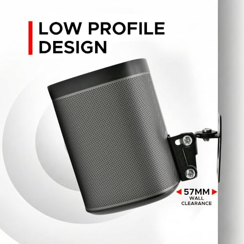 Sound Bass Play 1 Wall Mount Black, Single (1pc) Adjustable Tilt & Swivel | Compatible with Sonos Play:1 Only, Adjustable Swivel & Tilt Mechanism, Mounting Bracket Includes All Mounting Fixings - color: Black