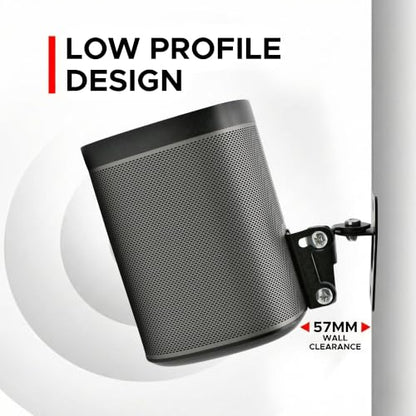 Sound Bass Play 1 Wall Mount Black, Single (1pc) Adjustable Tilt & Swivel | Compatible with Sonos Play:1 Only, Adjustable Swivel & Tilt Mechanism, Mounting Bracket Includes All Mounting Fixings - color: Black