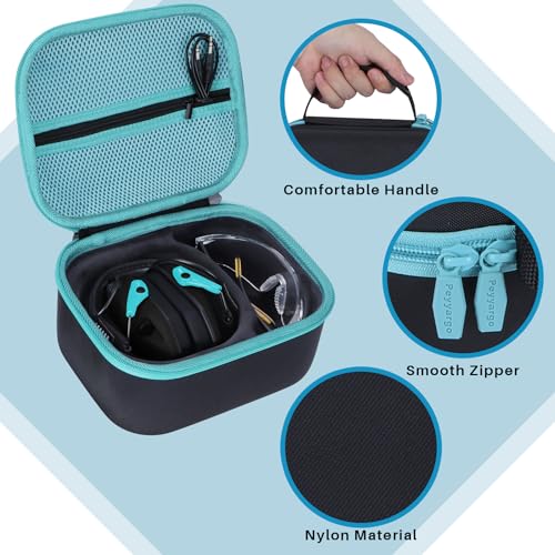 Storage Case Compatible with Walker's Razor Slim Shooting Hearing Protection Electronic Earmuffs - color: Black + Light Blue