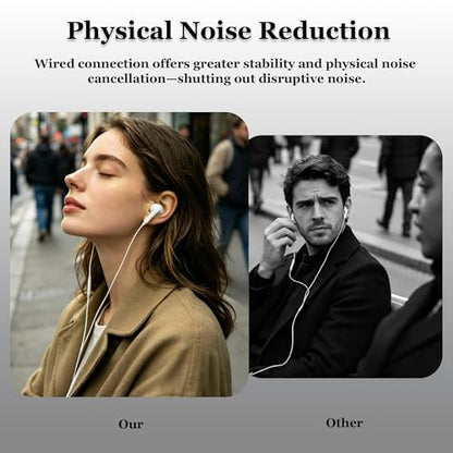 MAS CARNEY Wired Earbuds with 3.5mm AUX Plug, in-line Mic & Volume Control | Wired Headphones with S/M/L Silicone Tips & Universal Compatibility – Ideal for School, Plane, Gaming, Computers & Tablets - color: Black