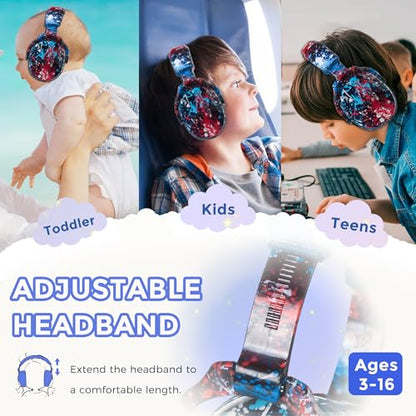 Kids Ear Protection Safety Ear Muffs, NRR 25dB Noise Reduction Children Earmuffs, Hearing Protectors for Sleeping, Studying, Airplane, Concerts, Fireworks-Red Pigment - color: Blue Band Red Pigment
