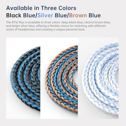 keephifi 6ft IEM Cable 2 Pin 3.5mm, KBEAR ST16-Plus 2m Upgrade 16-Strand Headphone Extension Cable, Silver-Plated Earbuds Wire for Truthear Hexa/Zero, Simgot EW100P, Moondrop blessing2 - color: BrownBlue, style: 3.5 2PIN