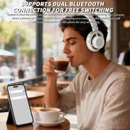 Open-Ear Headphones, 20+ Hour Playtime, Immersive Sound, Wireless Bluetooth Headphones for School, Work, Travel&Daily Use,Grey - color: Grey