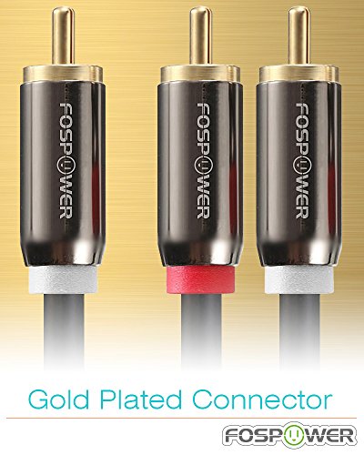 FosPower RCA Y-Adapter (6 Feet), 1 RCA Male to 2 RCA Male Y Splitter Digital Stereo Audio Cable for Subwoofer, Home Theater, Hi-Fi - Dual Shielded | 24K Gold Plated | Digital stereo audio RCA Y-splitter cable featuring dual shielding & 24K gold connectors