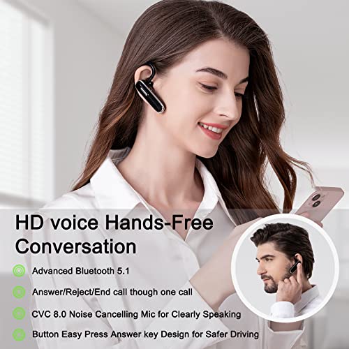 Bluetooth Earpiece V5.1, Wireless Hands-Free Headset with Charging Case, Built-in Microphone for iPhone Android Business Calls - color: Brown, style: Bluetooth headset with charging case