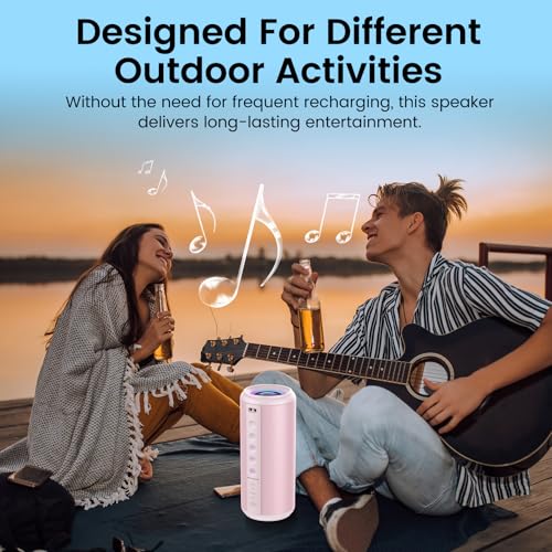 Portable Bluetooth Speaker, 2026 Bluetooth 5.4 Wireless Speaker with 20W HD Loud Stereo Sound, TWS Pairing, 20H playtime, RGB Lights, IP7, Built-in Mic, for Outdoor, Home, Beach, Party, Gift, Pink - color: Pink