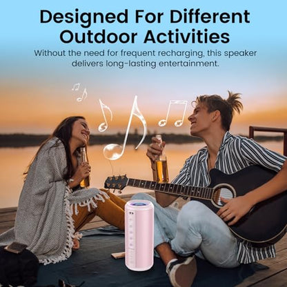 Portable Bluetooth Speaker, 2026 Bluetooth 5.4 Wireless Speaker with 20W HD Loud Stereo Sound, TWS Pairing, 20H playtime, RGB Lights, IP7, Built-in Mic, for Outdoor, Home, Beach, Party, Gift, Pink - color: Pink