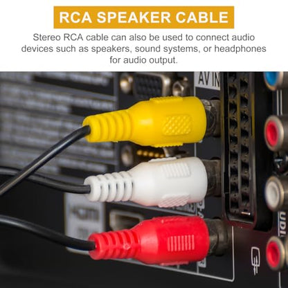 MECCANIXITY 4pcs 5ft RCA Audio Subwoofer Cable, 1 RCA Male Plug to Bare Wire Open End Audio Video Speaker Cable for Amplifier Home Theater, White