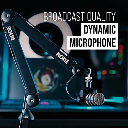 RØDE PodMic Cardioid Dynamic Broadcast Microphone — XLR Output, Requires Audio Interface (RØDECaster, AI-1, or similar). For USB Plug-and-Play, see PodMic USB. | Requires Audio Interface (RODECaster, AI-1, or similar). For USB Plug and Play, see PodMic US