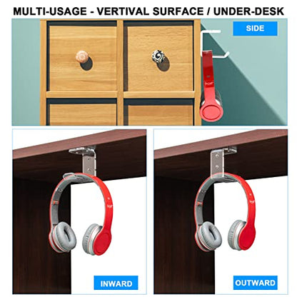 Cosmos 2 Pcs Headphone Hanger Mount Under-Desk Headset Hanger Hook Earphone Holder Wall Mount Hooks with Adhesive Tape & Screw Set Compatible with PC Gaming DJ Headset, Acrylic (Transparent Clear) - color: Transparent Clear