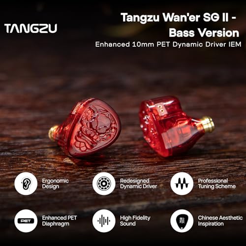 Linsoul TANGZU Wan'er S.G II in Ear Monitor,HiFi Wired Earbuds,10mm Dynamic Driver PET Diaphragm Gaming IEM + Kiwi Ears Allegro Mini Portable IEM DAC, in Ear Monitor Amplifier