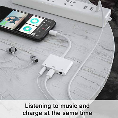 3 in1 Lightning to 3.5mm Headphone Adapter for iPhone | Dual Earphone Jack Audio and Charging Adapter, Headphone Splitter for iPhone 14/13/12/11/XS Max/XR/8/7 Plus/6/iPad