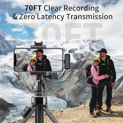 NPTCL Wireless Lavalier Microphone for iPhone iPad Android, Mini USB C Mic | 24H Charging Case, Digital Charge Display, Noise Reduction for Content Creator Video Recording Vlog Podcast YouTube TikTok