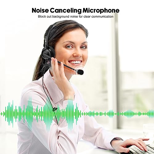 Phone Headset with Microphone Noise Cancelling & Mic Mute, RJ9 Telephone Headsets for Call Center Landline Deskphone, for Cisco Office Phones 7940 7942 7945 7960 7962 7965 7811 7821
