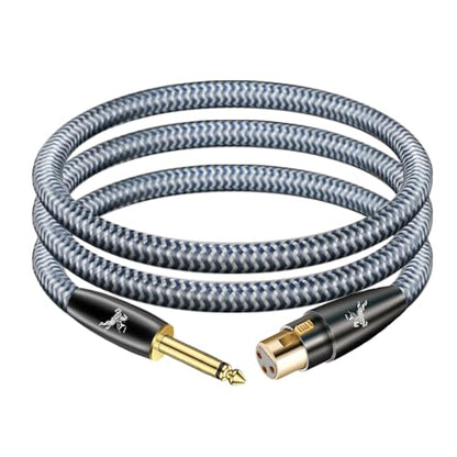 1/4" TS to XLR Female Cable 1M/3.2ft - 24K Gold Plated, OCC Copper, Braided Jacket - Unbalanced Instrument Cable for Guitar/Bass to Mixer/Audio Interface - color: 6.35MM to XLR Female, size: 3.2FT/1m