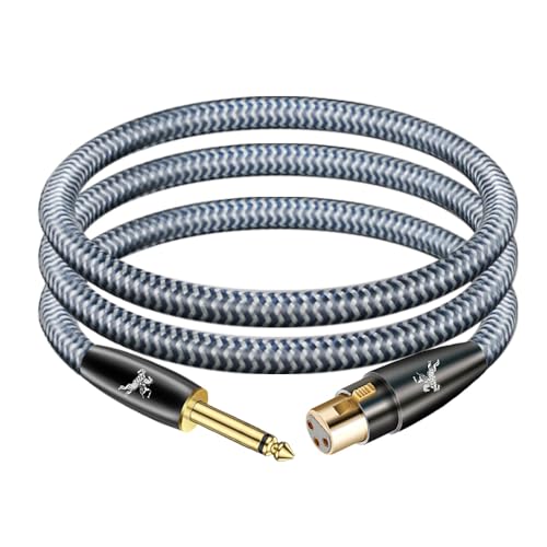 1/4" TS to XLR Female Cable 2M/6.5ft - 24K Gold Plated, OCC Copper, Braided Jacket - Unbalanced Instrument Cable for Guitar/Bass to Mixer/Audio Interface - color: 6.35MM to XLR Female, size: 6.5FT/2m