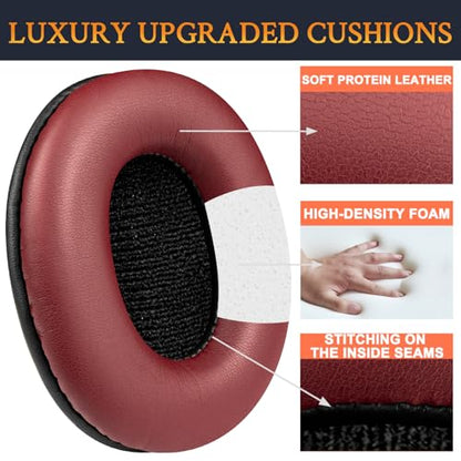 SOULWIT Replacement Earpads for Sony MDR-7506 MDR-V6 MDR-V7 MDR-CD900ST Monitor Headphones, Ear Pads Cushions with Softer Protein Leather, High-Density Foam - Burgundy - color: Burgundy