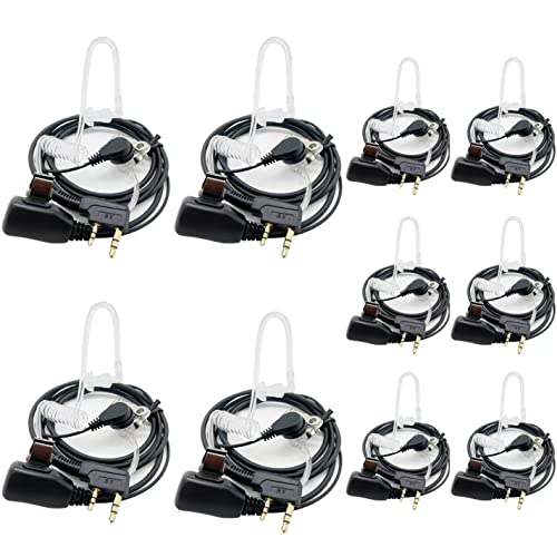 Walkie Talkies Earpieces with Mic 2 Pin Covert Air Acoustic Tube Headset for Baofeng UV-5R UV-82 BF-888S BF-F8HP Retevis H-777 Kenwood PXTON Two Way Radio (10-Packs) - style: 10Packs(White)-for Baofeng Kenwood Pxton