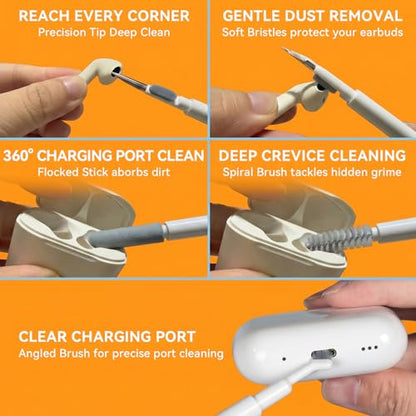 32-in-1 Phone & Airpod Cleaning Kit Charging Port Cleaner & Keycap Puller | Professional Electronics & Keyboard Cleaner by JM.JEEMI, Cleaning Tool Set for Laptop, Earbuds, Camera and PC Monitor, White - size: 32-in-1