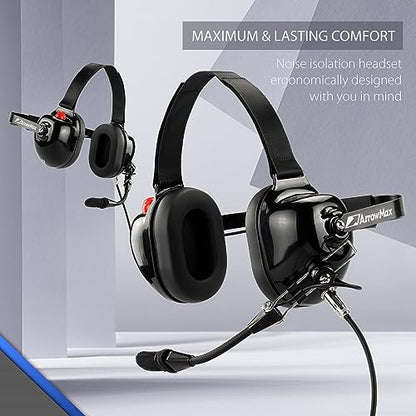Arrowmax AHDH0032-BK-M9 Noise Cancelling Headset Compatible with Motorola APX6000 APX7000 APX8000 XPR6350 XPR6550 XPR7550 XPR7350e XPR7550e XPR7580e APX 6000 7000 8000 XPR 6550 7550 7550e Radio - size: Black Color
