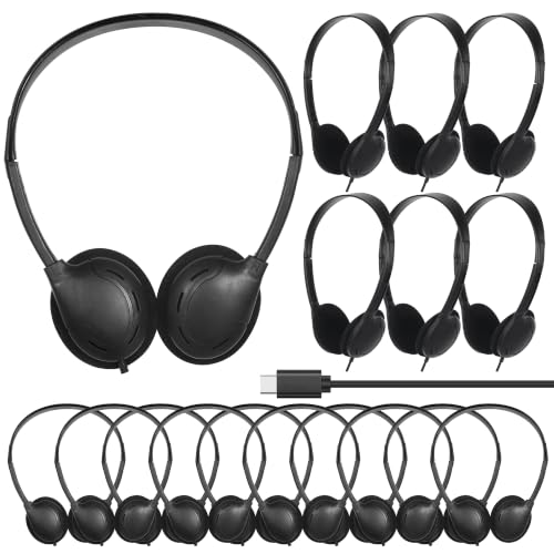 10 Pack USB C Headphones Bulk for Classroom Kids, Wired On Ear - color: Black, size: 10 Pack