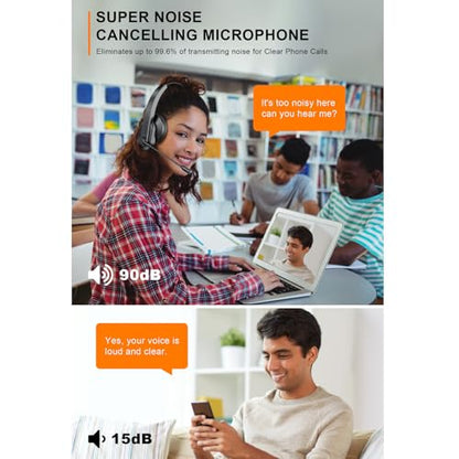 Trucker Headset with Mic, On Ear Bluetooth Headphone with USB Receiver, Noise Cancelling, Long Battery Life for Truck Drivers, Cell Phones