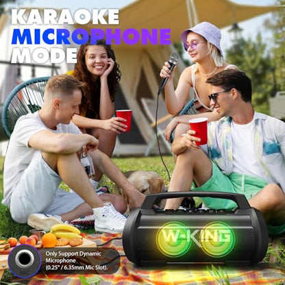 W-King Portable Bluetooth Speaker, 120W Peak Loud Bass Boombox Outdoor - style: D10