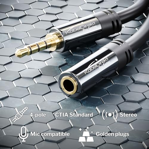 KabelDirekt – Headset 3.5mm Extension Cable – 24ft | Our CTIA-standard headset extension cable with 3.5mm/aux connectors (male to female) transmits audio signals in brilliant - size: 24 feet